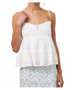 Creamon Eyelet Lace Trim Cami Top - White