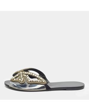 Sophia Webster Leather And Pvc Madame Butterfly Slide Flats - White