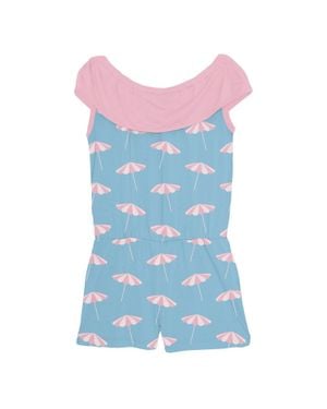KICKEE Gril's Summer Romper - Blue