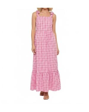 Ichi Felica Tie Strap Midi Dress - Pink