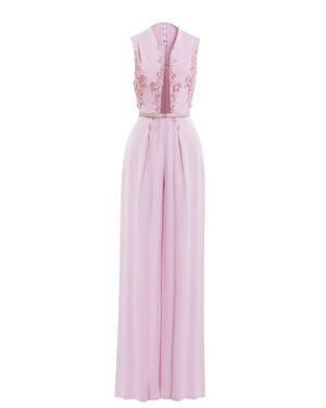 Saiid Kobeisy Embellished Crepe Jumpsuit - Pink