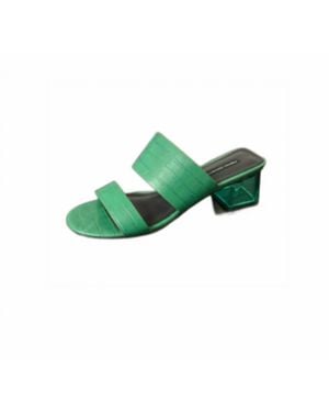 French Connection Croc-Embossed Lucite Block Heels - Green