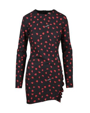 Aniye By Fitted Mini Dress With Playful Lip Print Design - Black