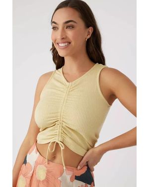 O'neill Sportswear Martina Tank Top Md Knit Ruched V-Neck Cropped Jdm899 - Natural