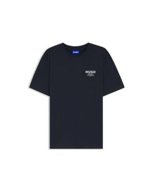 HUGO Regular-Fit Cotton T-Shirt With Logo Print - Blue