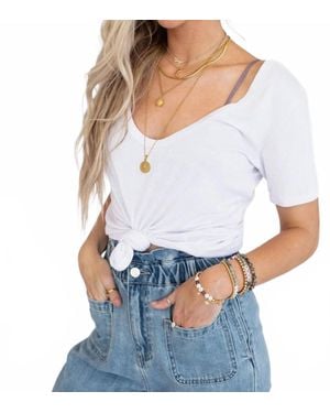 Three Bird Nest Scoop Neck Bralette Tee - White