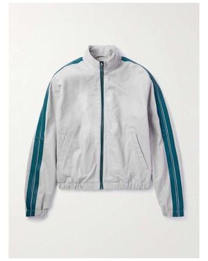 Marni Striped Leather Bomber Jacket - Blue