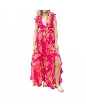 Dress Forum Somewhere On A Beach Deep V-Neck Dress - Pink