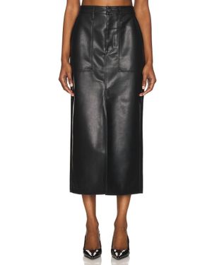 Pistola Alicia Leather Midi Skirt - Black