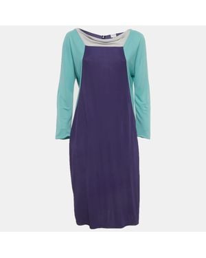 Armani Collezioni Color Block Jersey Mini Dress - Blue