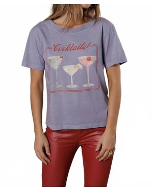 All Us But First Cocktails Wide Neck Tee - Blue