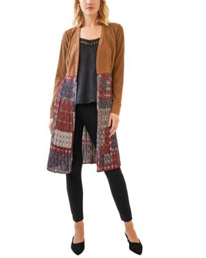 Mystree Martin Pleated Long Cardigan - Black