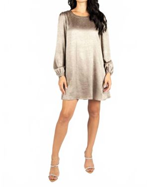 Sincerely Ours Embellished Mink Satin Dress - Natural