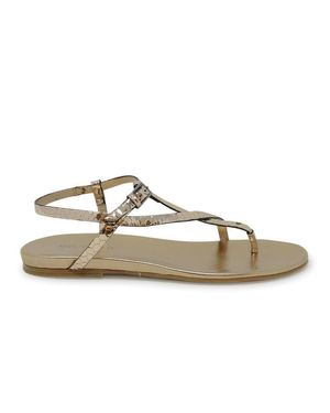 Roberto Del Carlo Bronze Leather Flat Sandals - Metallic