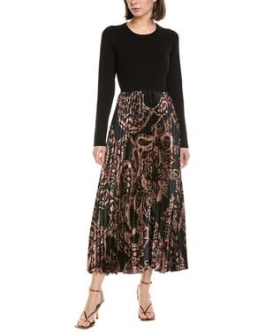 Tahari The Mave Mixed Media Mystical Paisley Maxi Dress - Black