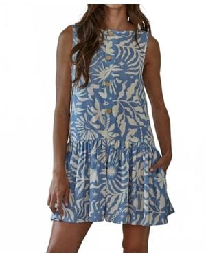 By Together Print Detail Mini Dress - Blue