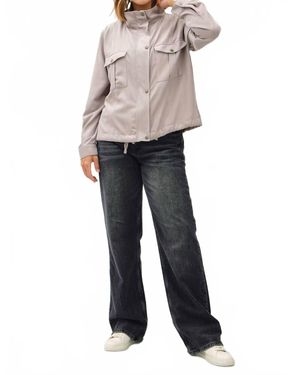 Be Cool Cropped Utility Zipper Safari Jacket - Multicolor