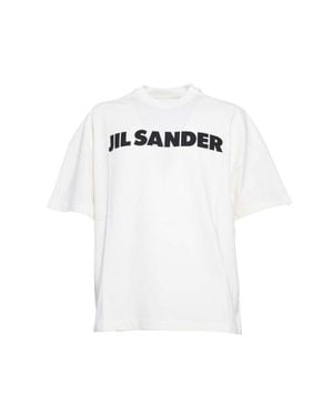 Jil Sander Boxy T-Shirt With Contrasting Logo Print - White