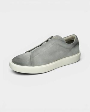 Officine Creative Slouch Leather Slip-On Sneakers - Gray