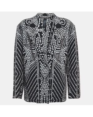 Norma Kamali Printed Lycra Single Breasted Straight Fit Jacket - Black