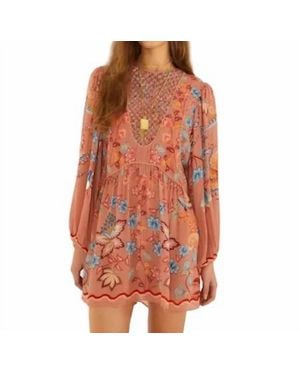FARM Rio Boho Enchance Lace Long Sleeve Dress - Orange