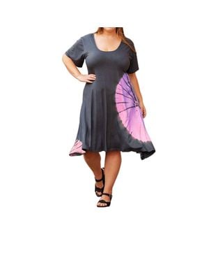 On The Plus Side Tie Dye Short Sleeve Dress - Blue