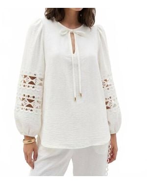 Joseph Ribkoff Chic Puff-Sleeve Top - White