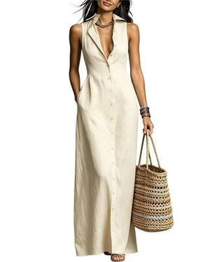 Olivia Taylor Sleeveless Shirt Dress - Natural