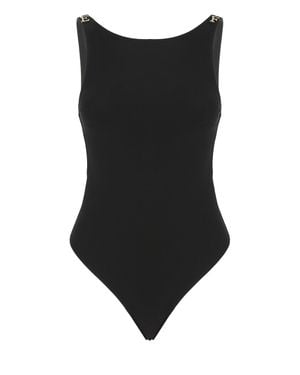 Elisabetta Franchi Form-Fitting Logo Bodysuit - Black