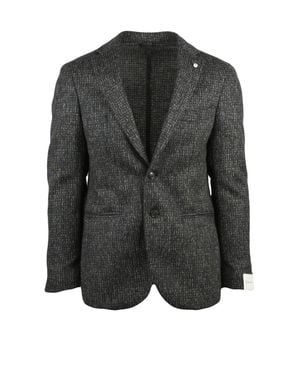 L.B.M. 1911 Textured Rounded Jacket With Classic Button Closure - Gray