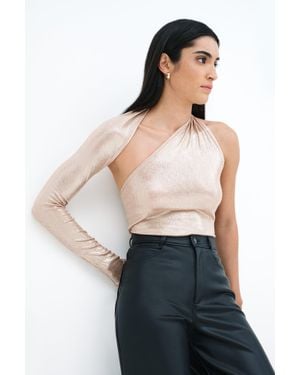 MARCELLA Manhattan Metallic One Shoulder Top - Blue