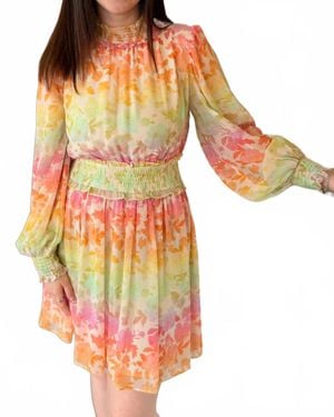Fate Pastel Bloom Smocked Dress - Orange