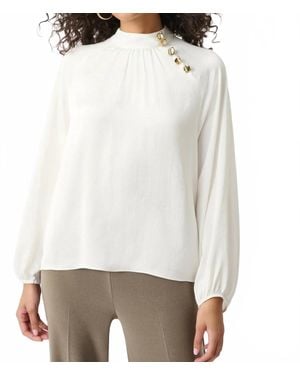 Joseph Ribkoff Recycled Satin Stand-Collar Top - White