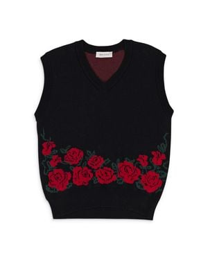 Ernest W. Baker Floral Sweater Vests - Black