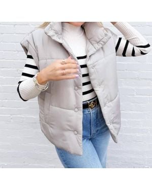 Blu Pepper Oversized Snap Button Puffer Vest - Natural