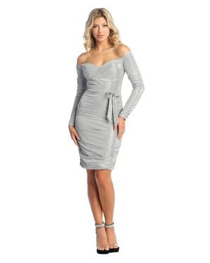 TRUEDAMES Short Sexy Fitted Off Shoulder Cocktail Dress - Blue