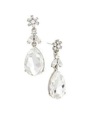 Oscar de la Renta Classic Bold Crystal Teardrop Earrings - White