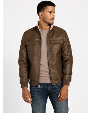 Guess Callen Faux-Leather Jacket - Brown