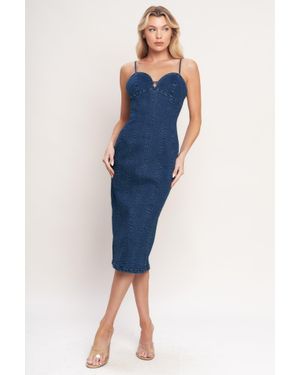 TRUEDAMES City Lights Denim Midi Dress - Blue