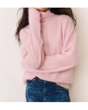 LoveShackFancy Nia Cashmere Turtleneck Top - Pink