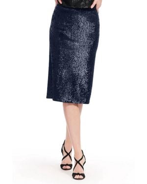 EMILY SHALANT Sequin Midi Skirt - Blue