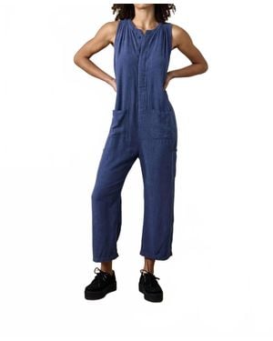 NSF Silva Linen Blend Canvas Romper - Blue