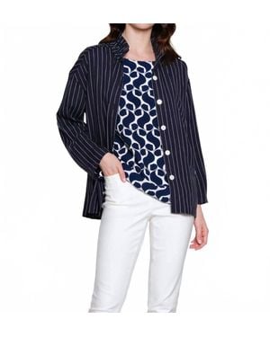 À La Carte Striped Wire Collar Shirt - Blue