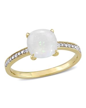 Mimi & Max 1 1/3 Ct Tgw Opal And Diamond Accent Milgrain Solitaire Engagement Ring - Metallic