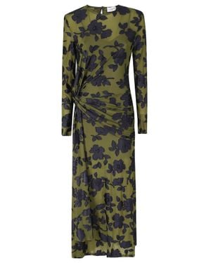 Isabelle Blanche Floral Embroidery Viscose Maxi Dress - Green