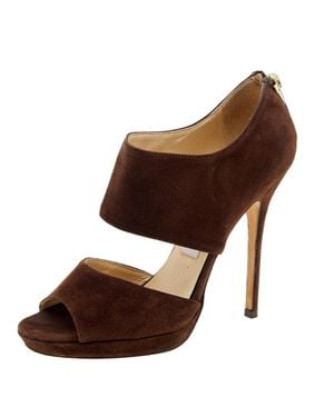 Jimmy Choo Suede Lagoon Open Toe Sandals - Brown