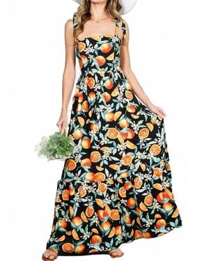 Vine & Love Blossom Square Neck Maxi Dress - Yellow