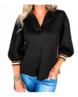 Little Daisy Closet Harper Stripe Trim Blouse - Black