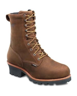 Red Wing Wing Loggermax Leather Steel Toe Waterproof 9" Work Boots Ncw48 - Brown