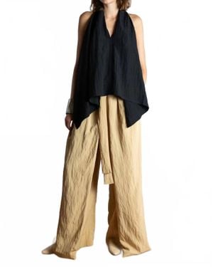 Psophia Asymmetrical Fluid Top With Uneven Hem - Black